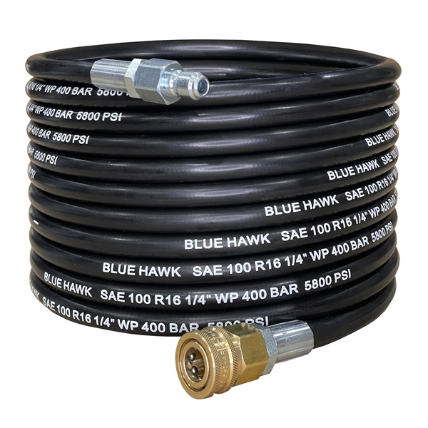 1/4" Water Blaster Hose QC M/F Blue Hawk